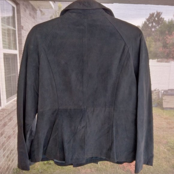 New Terry Lewis Classic Luxuries Blue Size M Double Breasted Lined Suede Coat - Picture 3 of 13